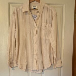 American Eagle Outfitters Beige Button down shirt
